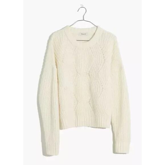 Madewell Charley Ivory White Cable Knit Wool / Alpaca Blend Sweater NWOT - Picture 2 of 8
